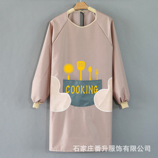 透氣家用廚房做飯長袖 套工作服罩衣男定批 防水防油薄款 圍裙女時尚