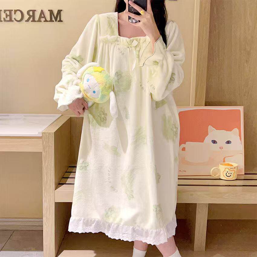 毛绒绒睡衣女秋冬季加厚珊瑚绒套头学生宿舍保暖法兰绒家居服套装