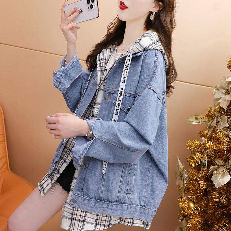 假两件牛仔外套女春秋2026新款爆款小个子初高中学生宽松大码夹克