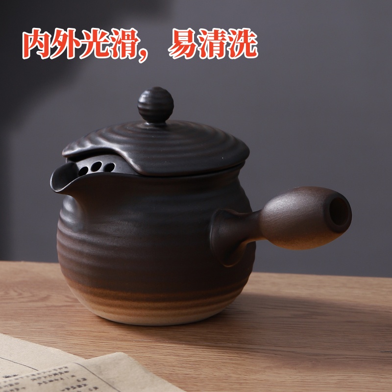 户外围炉煮茶壶2024新款侧把壶陶瓷煮茶壶耐高温煮茶罐炭烤奶茶壶