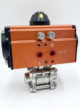 三片式气动球阀高平台 304不锈钢3PC丝扣焊接1寸2寸DN15气动阀门