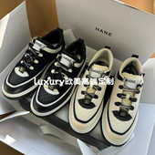 25B情侣拼色真皮厚底休闲板鞋 小香风25C菱格熊猫运动鞋 2025新款