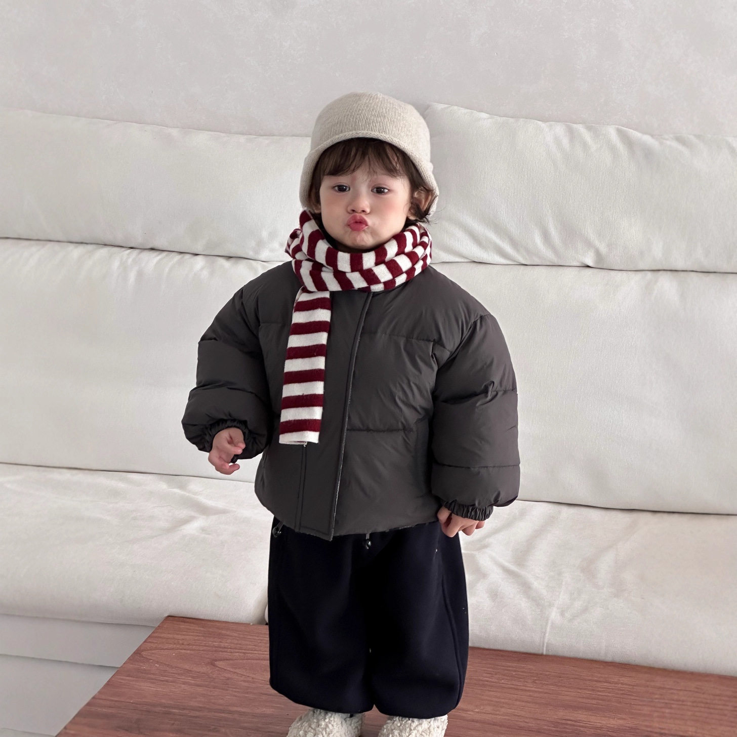 男童冬季加厚两面穿棉衣外套宝宝冬装黑色棉服面包服童装婴童套装