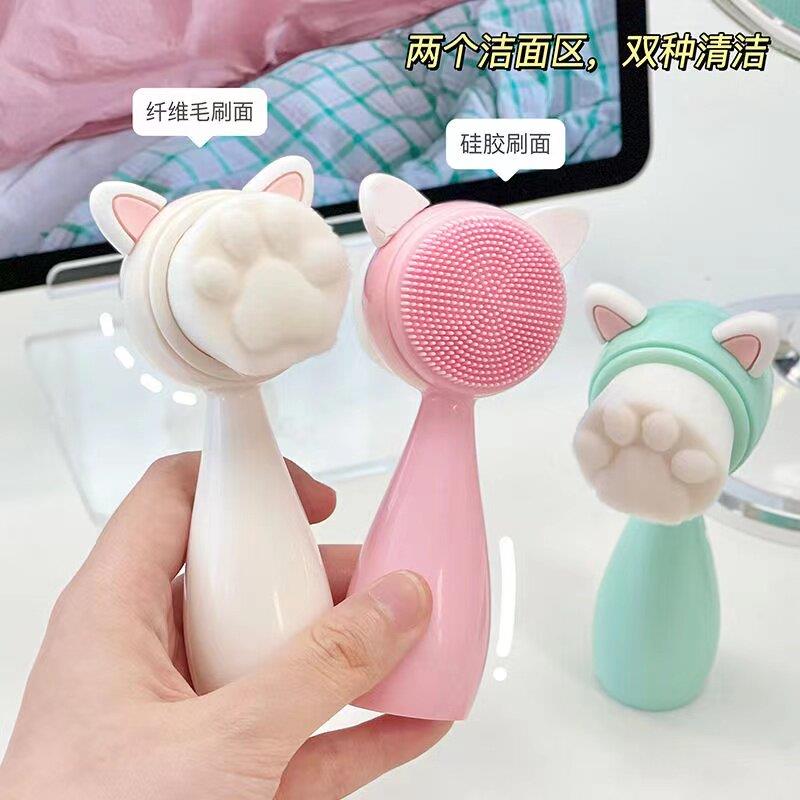 便携洗脸刷硅胶刷洗面奶搓泡打泡器起泡器可爱猫爪化妆品清洁神l