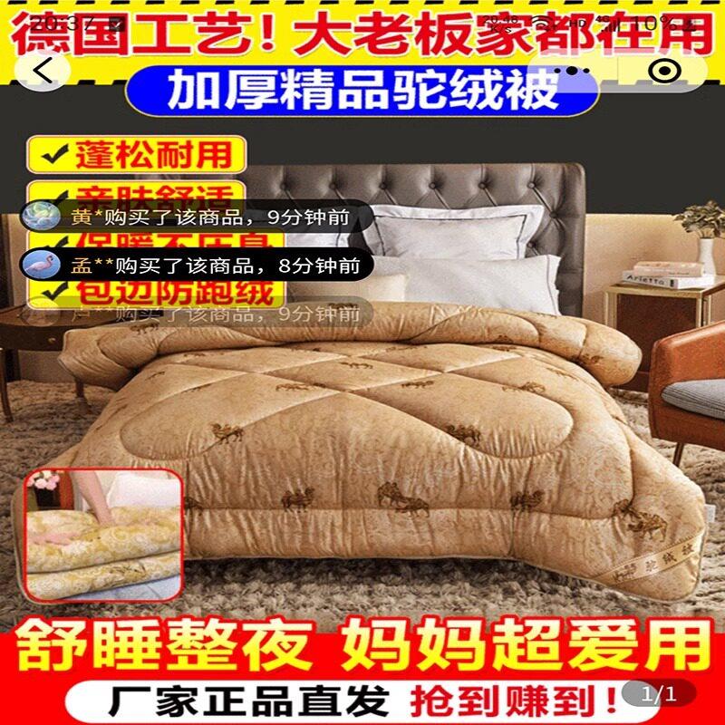 德国工艺纳米能量驼绒被怯问新疆冬季保暖棉被加厚精品加厚冬被子
