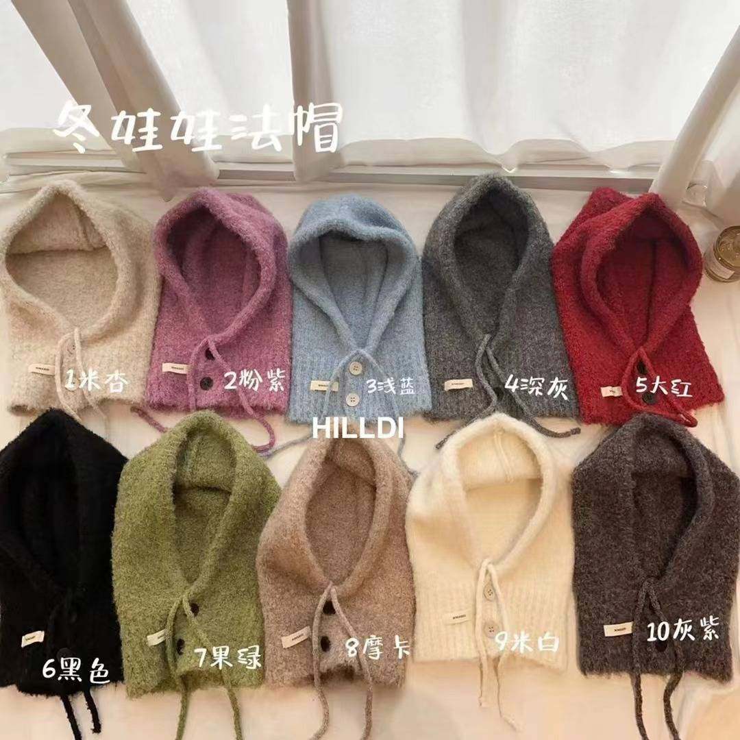 韩国巴拉克拉法帽子女款冬季保暖围巾一体连帽围脖针织毛线帽