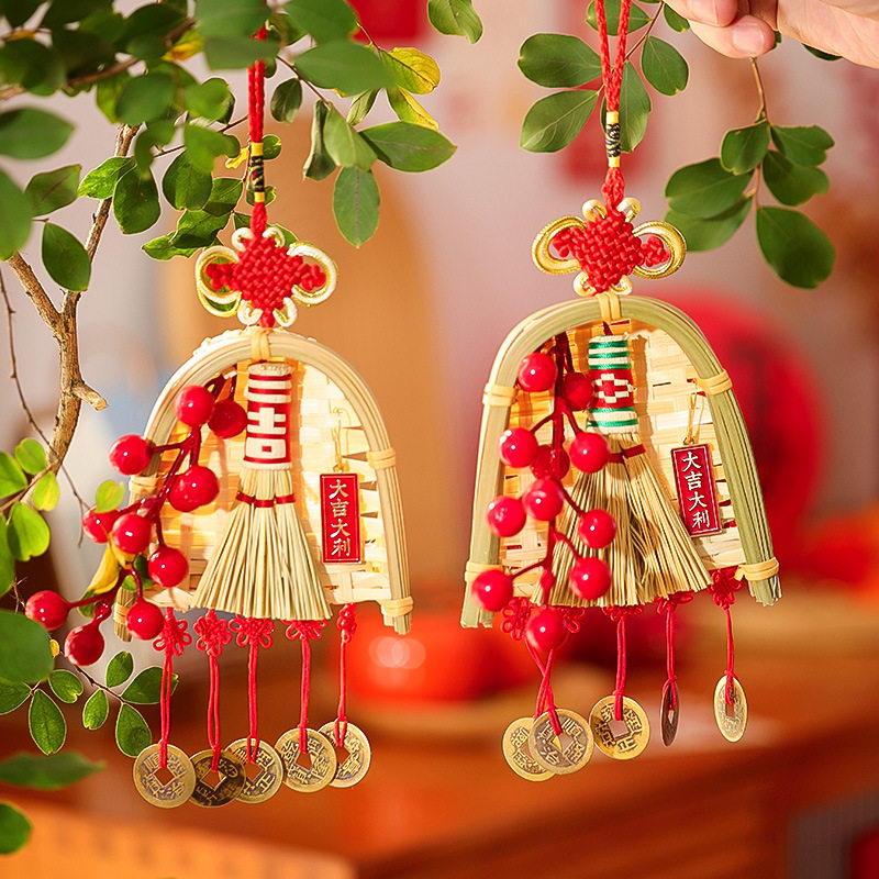 2026马年过年春节扫把挂件新年装饰客厅电视机背景墙新春氛围挂饰