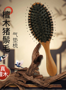 松塔猪鬃毛护发梳气垫梳养生头部经络梳子女高颜值气囊梳礼盒送人