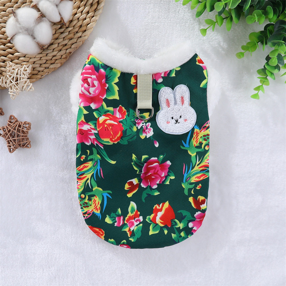 狗狗衣服秋冬季加厚外出宠物猫咪喜庆新年装东北大花袄小中大型犬