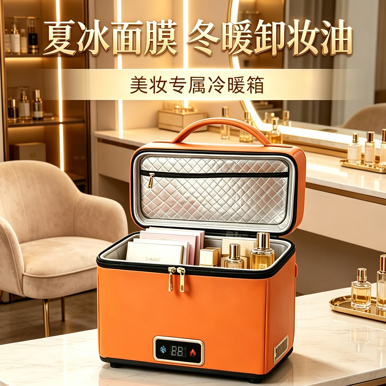 车载迷你小冰箱一人车家两用美妆面膜护肤品化妆品专用冷藏盒