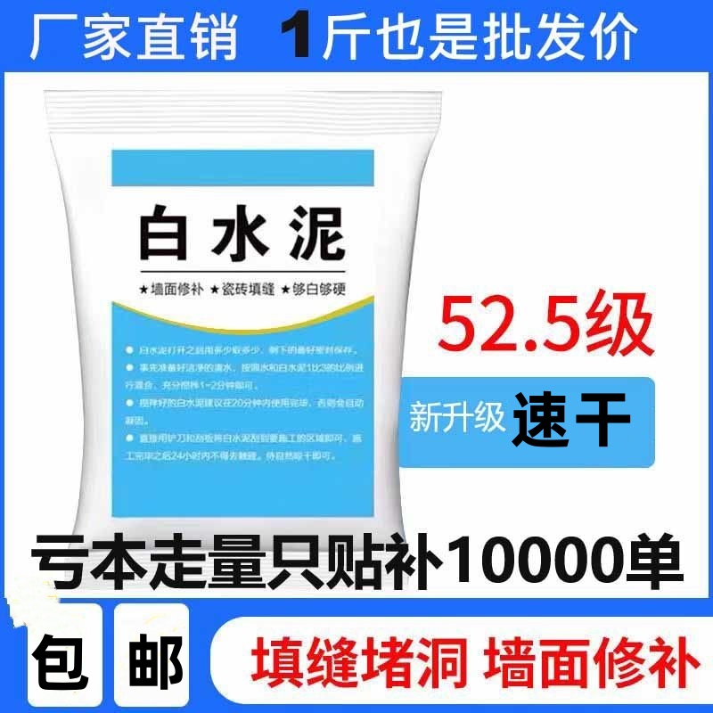 国标525白水泥家用防水防霉瓷砖填缝堵洞补墙地漏速干白色水泥胶