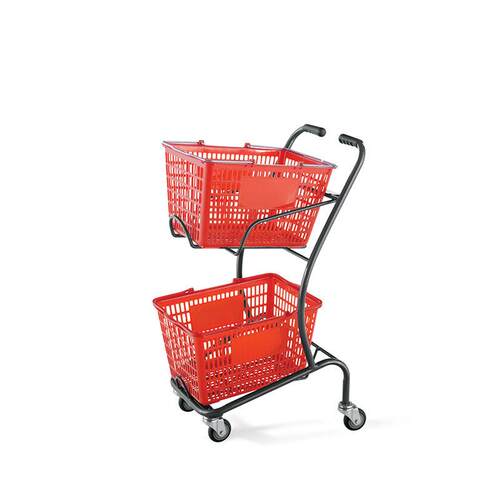 超市双用层大容量购°物车便利店/生鲜店3 60轮稳固耐购物车