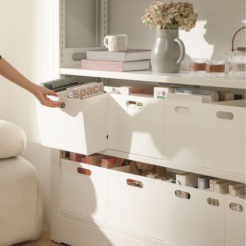 杂物收纳筐图书馆书架收纳盒抽屉式防尘家用厨房宿舍桌面整理筐篮