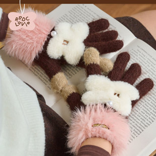 【孟佳同款】RPDCLaVie「初雪绒绒」蝴蝶结毛绒针织手套可触屏