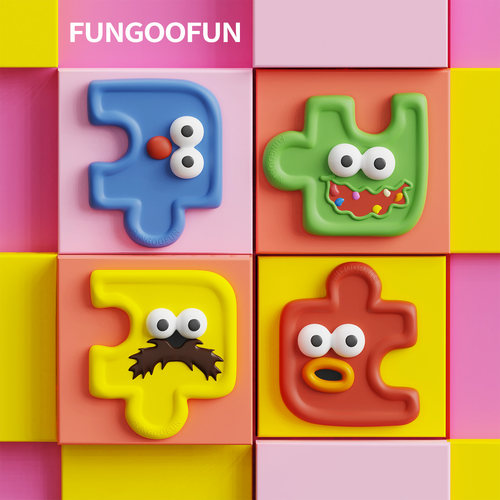 fungoofun/梵高范原创包面配件DIY卡通趣味包包装饰扣花 拼图怪兽