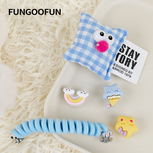 fungoofun/梵高范包面配件包包扣花  格子抱枕电话线