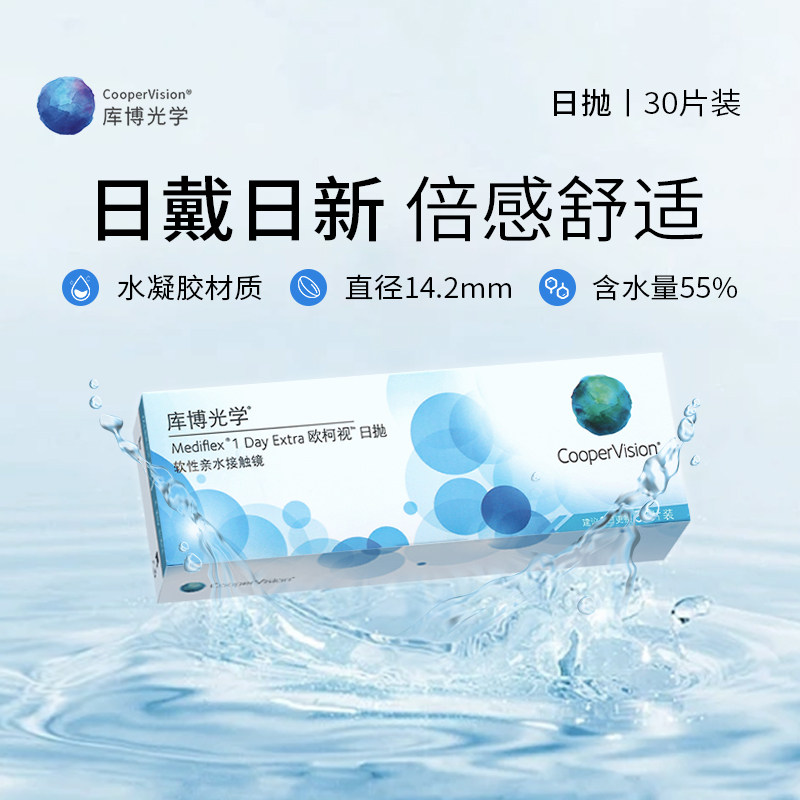 库博光学欧柯视日抛型30片装隐形近视眼镜一次性透明镜片官网正品