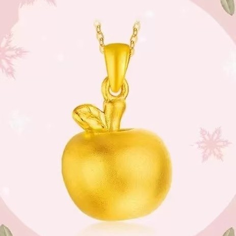 【水贝黄金】平安果金包银吊坠简约苹果吊坠平安夜圣诞节送女友