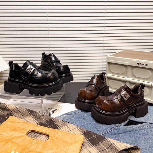 日本OFFCAT真皮厚底大头德比JK小皮鞋女2026款魔术贴欧货乐福单鞋