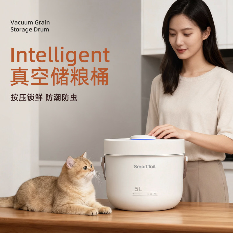 智能真空储粮桶猫粮存储桶宠物狗粮密封桶抗菌米桶防虫防潮收纳桶,宠物/宠物食品及用品,宠物智能储粮桶,淘宝优惠券,粉丝福利购,淘宝优惠卷