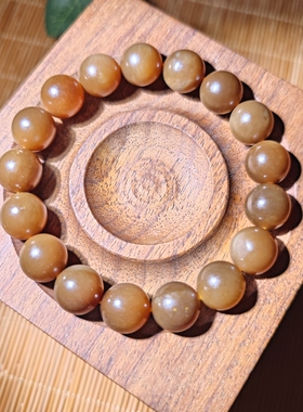 一诺正宗新疆且末料和田玉糖玉红糖12mm圆珠高油细腻油润手串手链