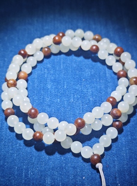 一诺正宗新疆和田玉籽料6mm黄沁珠108颗珠链项链多圈手链高档珠宝