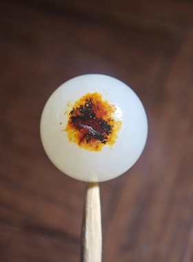 正宗新疆和田玉籽料红皮白肉16mm圆珠单珠天然玉石高档配珠顶珠