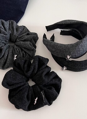 2025高级感灰色软糯小熊大肠发圈气质百搭后脑勺优雅发圈发箍发饰