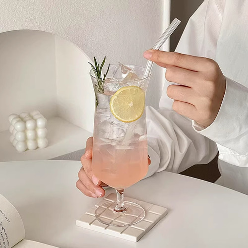 高脚果汁杯鸡尾酒杯高颜值玻璃杯果茶冻饮品杯微醺特调酒杯饮料杯