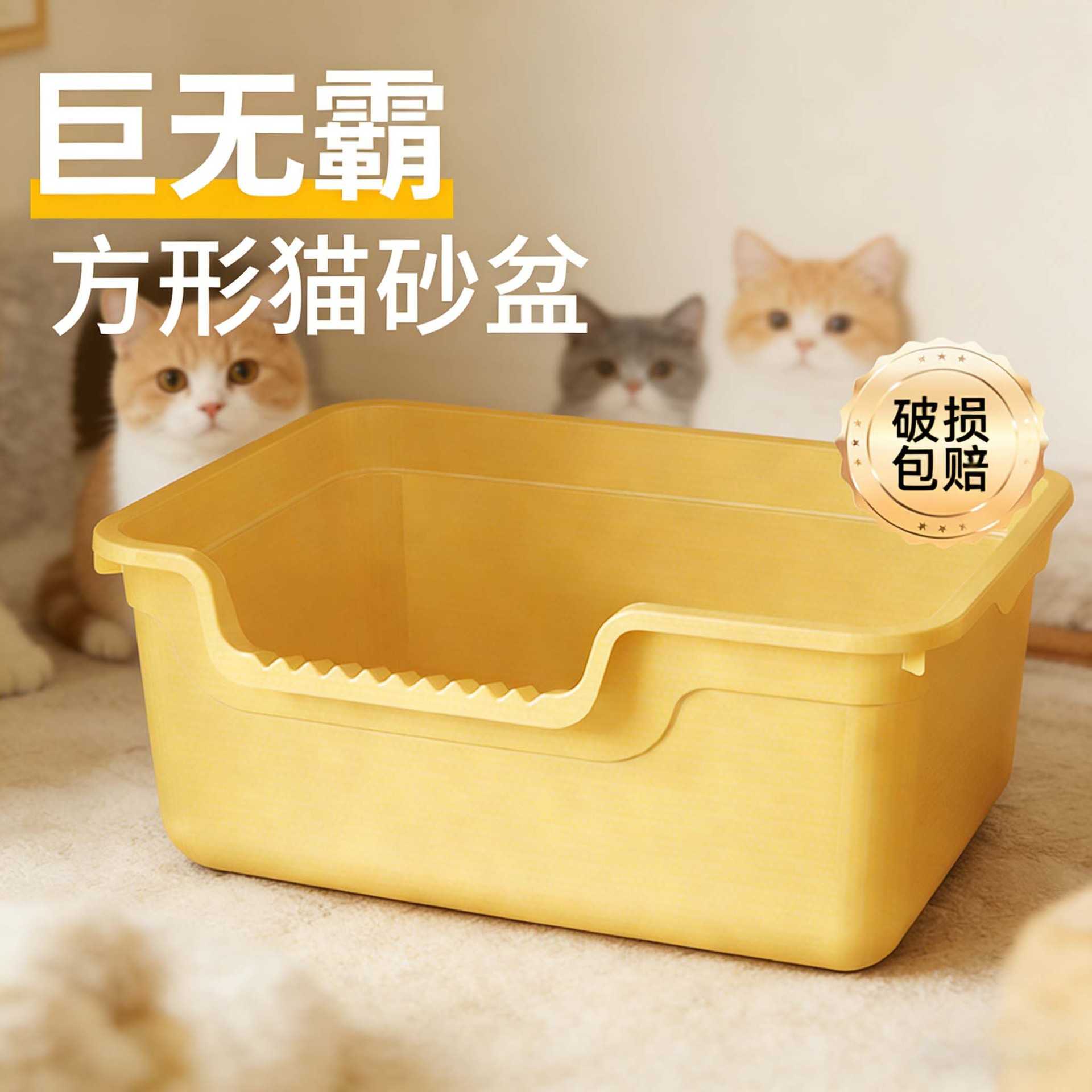 猫砂盆超大号防外溅猫厕所特大开放式猫砂盆子巨型半封闭式猫砂盆