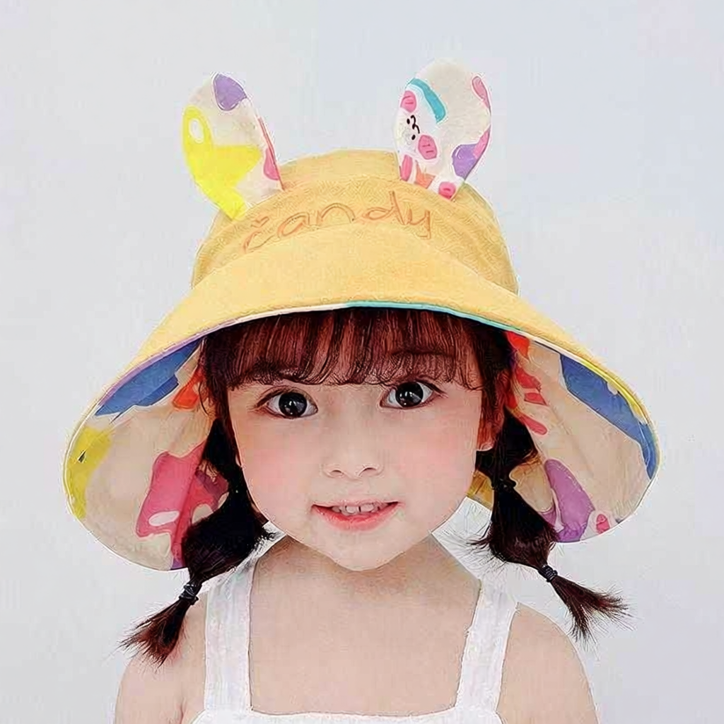 儿童防晒遮阳帽夏季女童户外太阳帽紫外线宝宝空顶帽子女孩帽檐