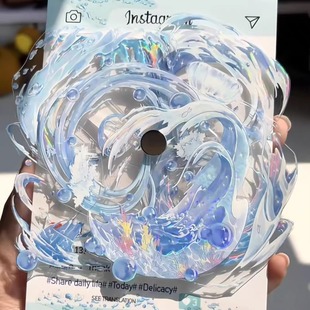 谷子徽章吧唧展示收纳摆件高颜值 海浪渐变亚克力吧唧托动漫二次元