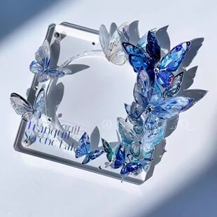 高颜值谷美蝴蝶亚克力清透吧唧砖谷子保护托二次元吧唧展示收纳框