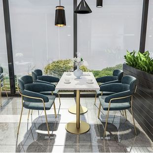 厂家直供餐桌椅组合北欧轻奢不锈钢镀金色大理石餐桌椅组合
