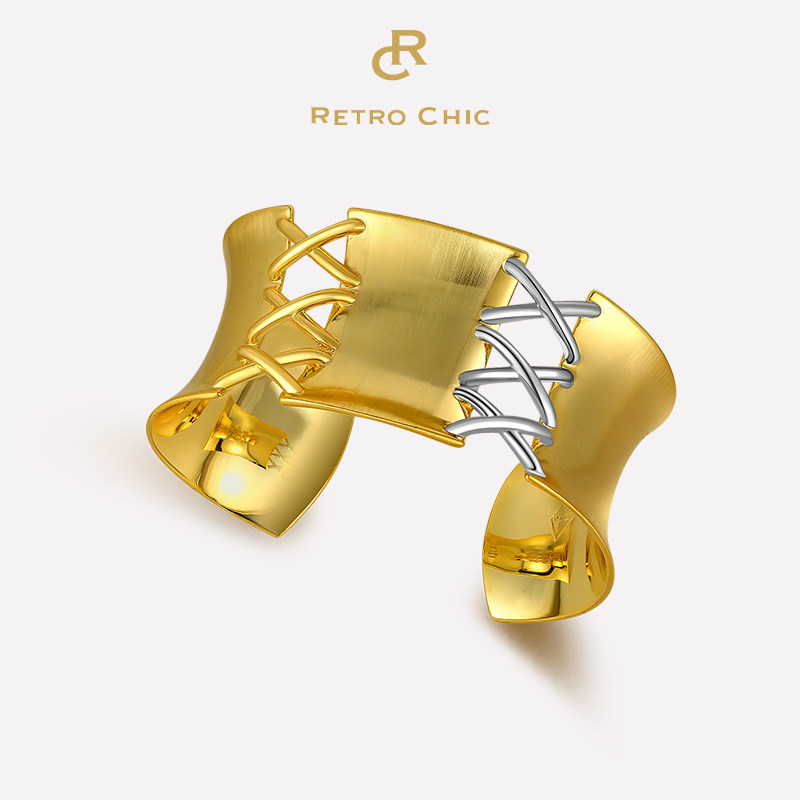 RC Retro Chic意大利复古时尚首饰 绑带金手镯 美拉德穿搭