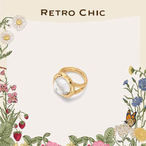 【毛晓彤同款】Retro Chic意大利复古时尚首饰 弗洛拉水晶戒指