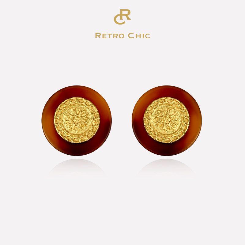 RetroChic玳瑁金币耳钉