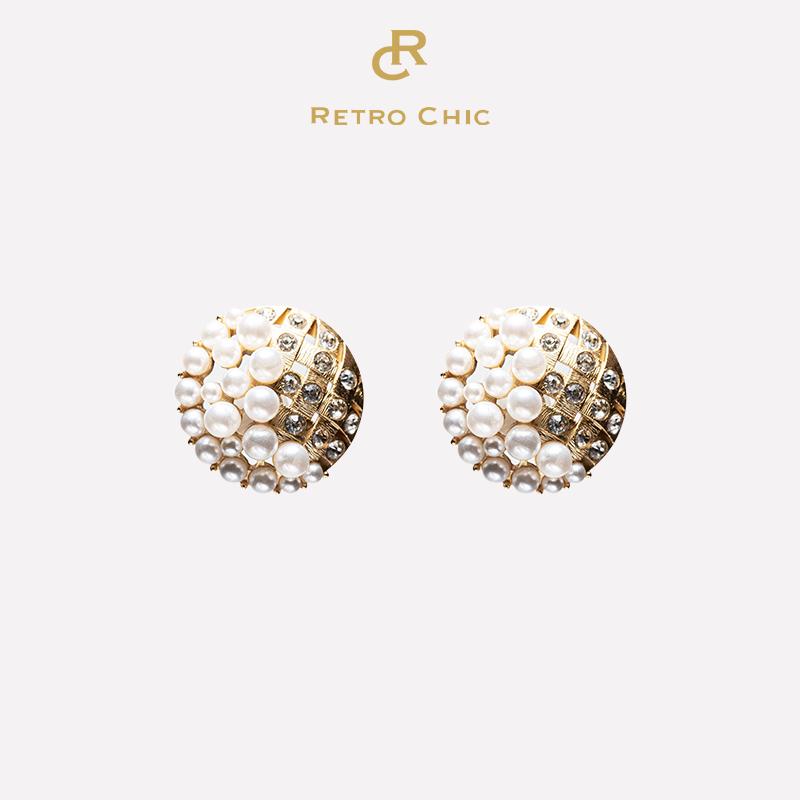 【女神礼物】RC Retro Chic意大利复古时尚首饰 编织鎏珠耳夹