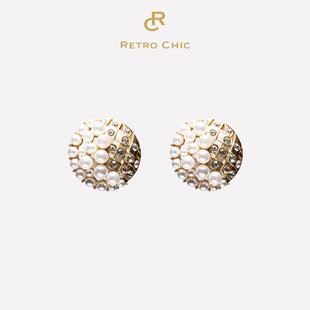 【新年礼物】RC Retro Chic意大利复古时尚首饰 编织鎏珠耳夹