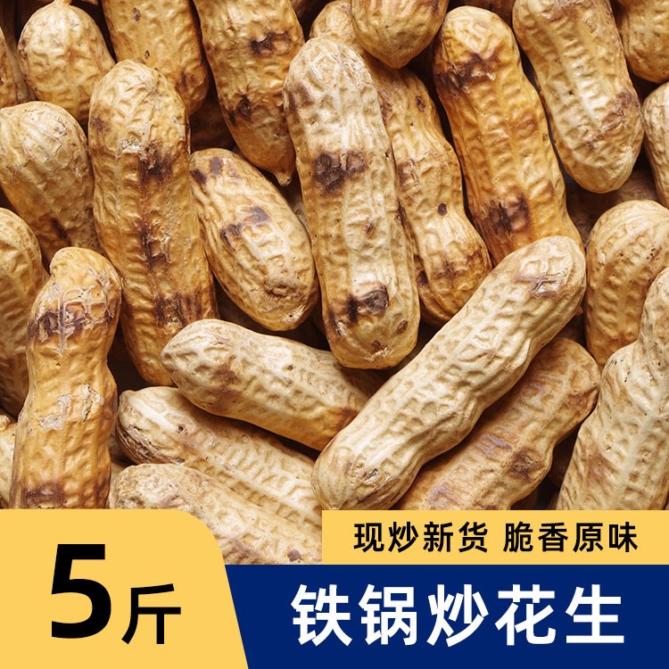 【新货促销】25年新货原味炒花生现炒现卖铁锅柴火炒带壳炒熟花生