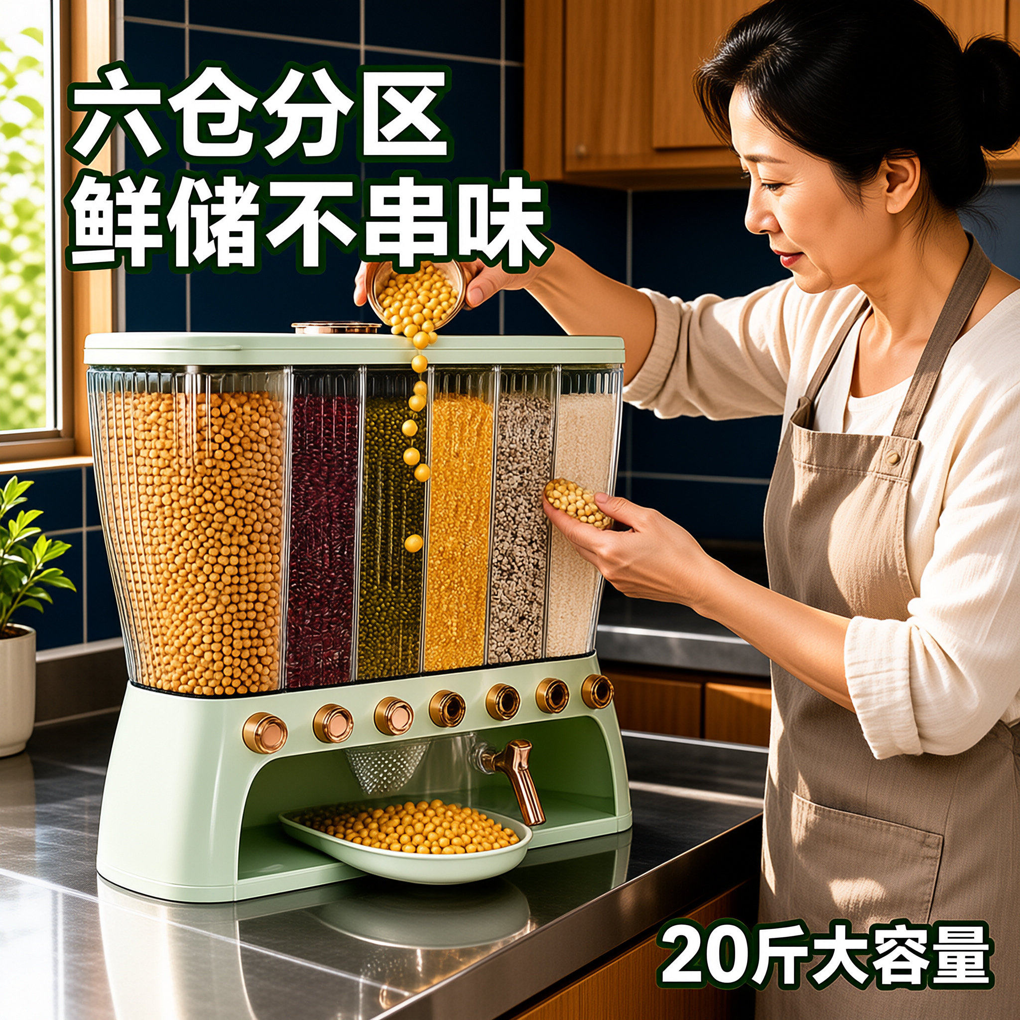 五谷杂粮分格收纳盒分类装米桶家用分隔防虫防潮密封食品级储存罐