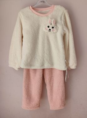 都市丽人新款男女童睡衣甜美可爱保暖长毛绒可外穿家居服JHT2B4