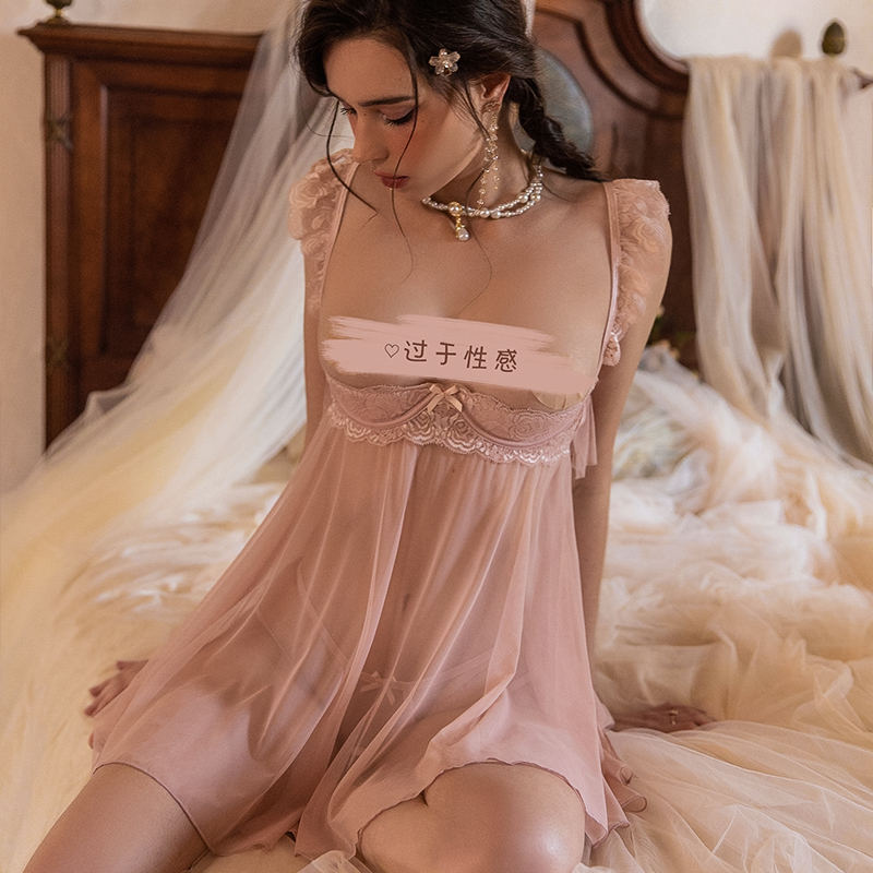 夏季纯欲私房带胸垫吊带睡衣