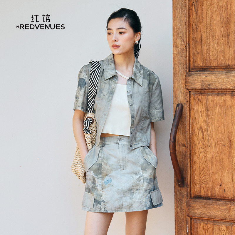 红馆|设计师款半身裙女夏季美式复古短裙小个子高腰a字裙显瘦遮肉
