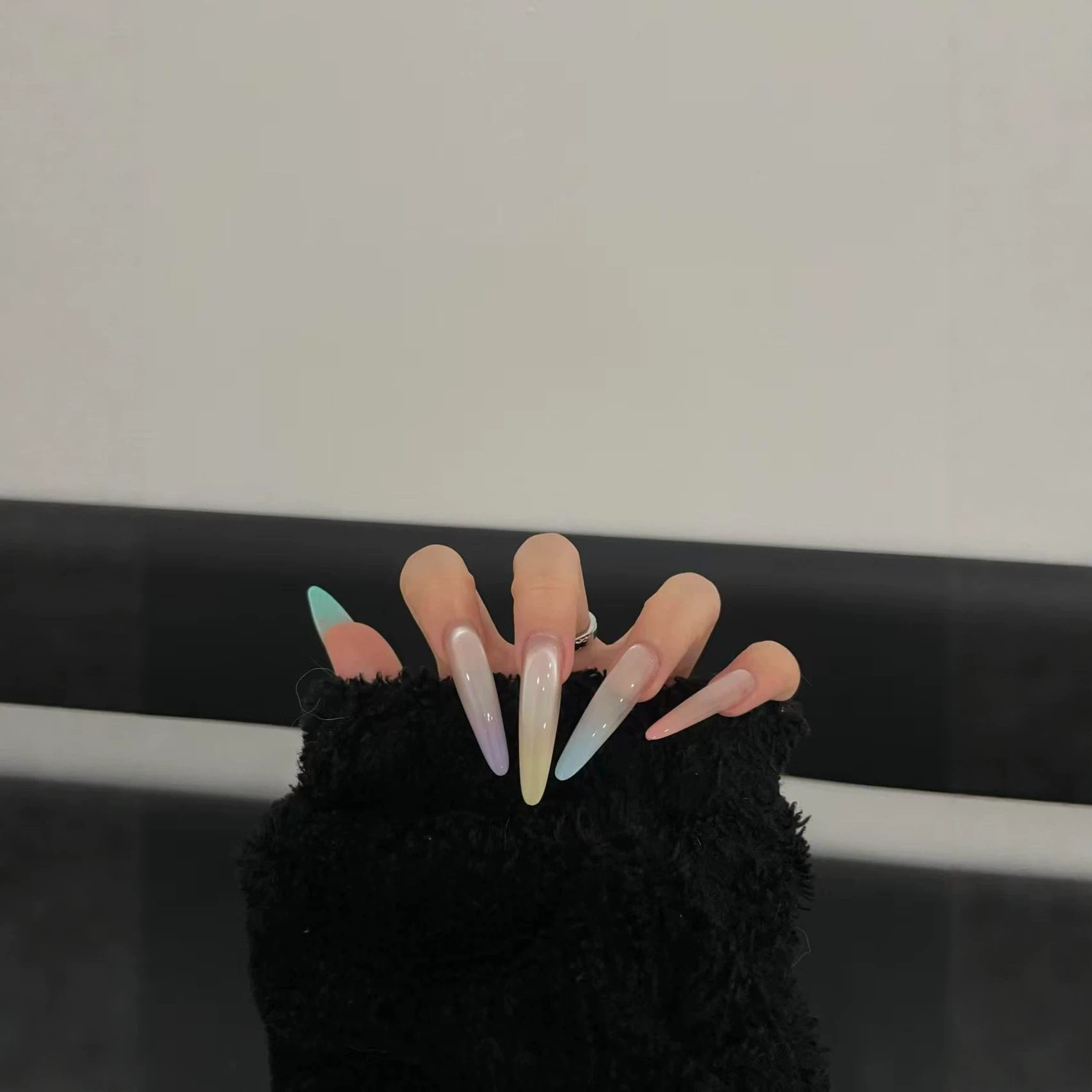 【奶雾彩虹】渐变色果冻纯手工穿戴甲DIY彩色美甲贴片显白假指甲