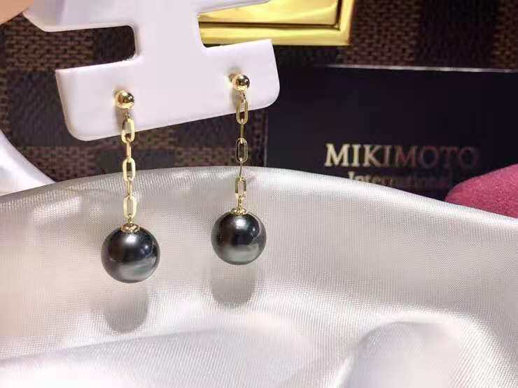 diy配件 18K金链条流苏耳线耳钉清新百搭款空托适配7一13mm珍珠