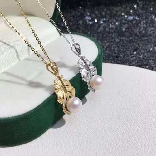 diy树叶吊坠空托玉石淡水珍珠