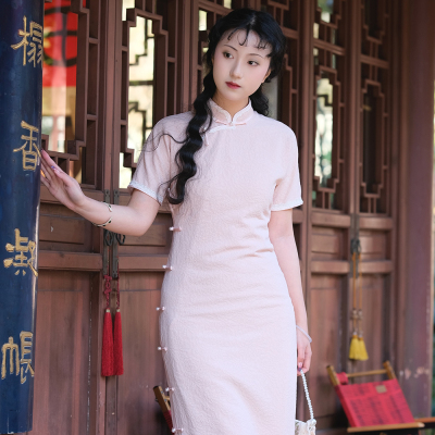 南舟记【静姝】春夏新款全开襟文艺书卷气质少女日常民国古法旗袍