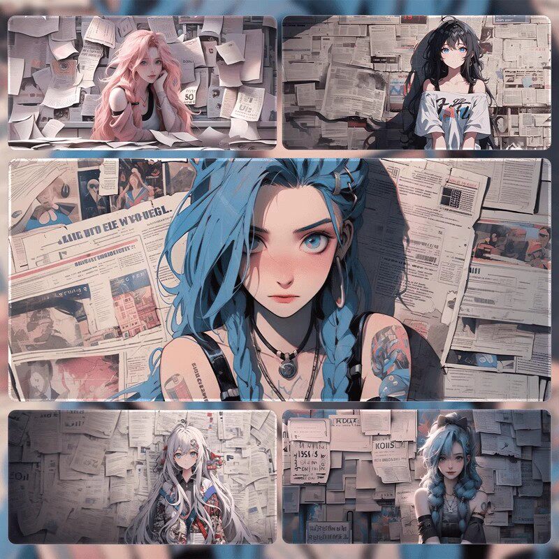 金克丝暴走萝莉鼠标垫超大号英雄联盟LOL电竞电脑桌垫游戏办公垫