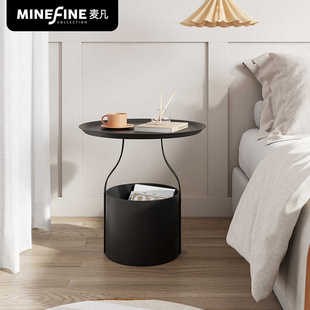麦凡卧室床头柜小型现代简约床边柜创意床边桌北欧风铁艺小桌子